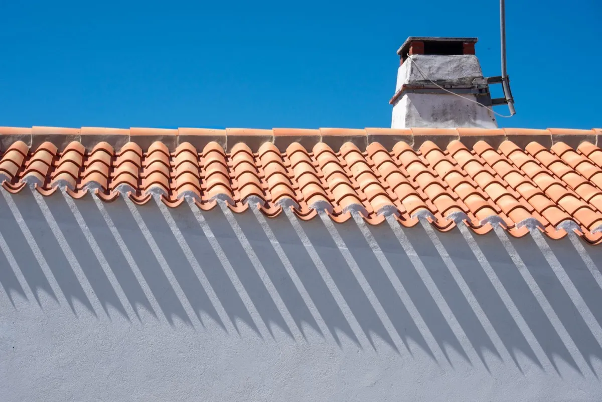 Roof ridge line and chimney on a home in Biloxi, MS
